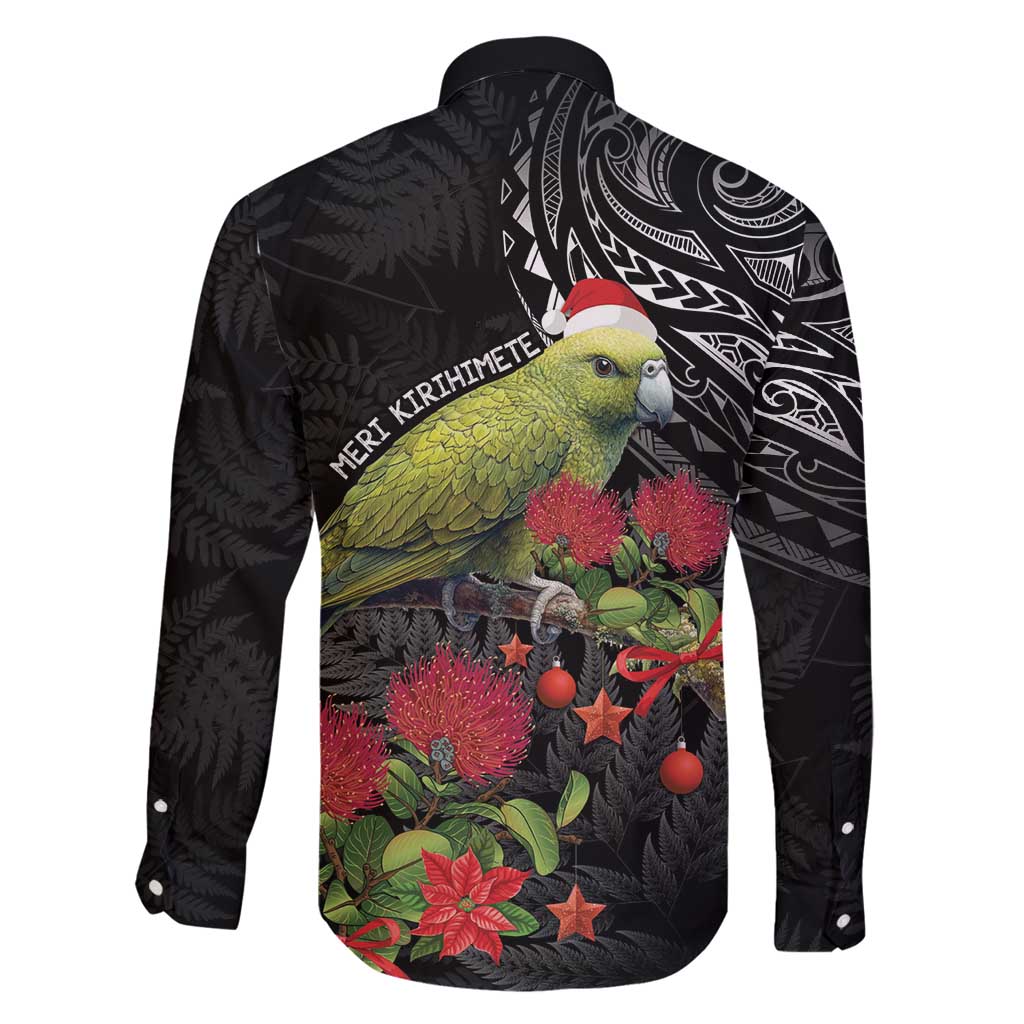 Meri Kirihimete Kakapo Family Matching Off Shoulder Short Dress and Hawaiian Shirt Black Silver Fern Christmas Vibe LT9 - Polynesian Pride