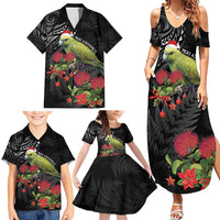 Meri Kirihimete Kakapo Family Matching Summer Maxi Dress and Hawaiian Shirt Black Silver Fern Christmas Vibe LT9 - Polynesian Pride
