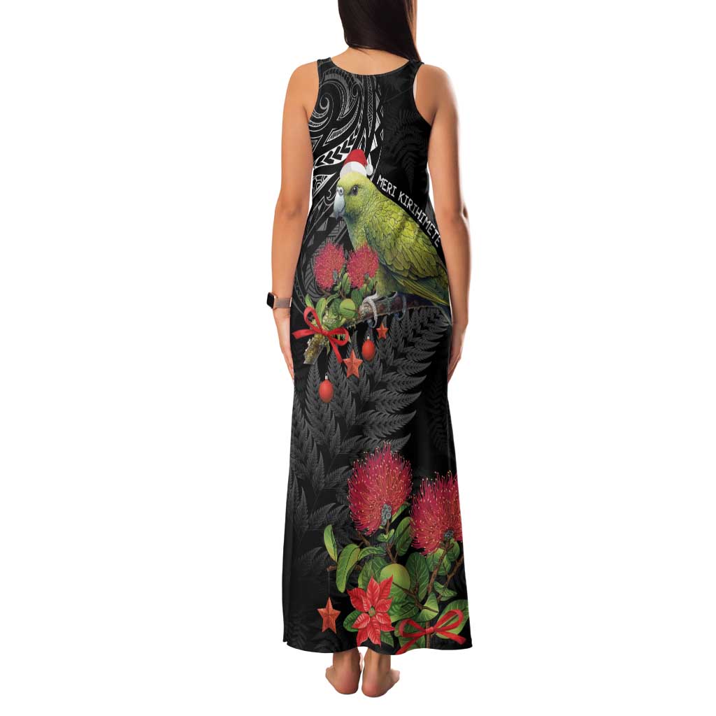 Meri Kirihimete Kakapo Family Matching Tank Maxi Dress and Hawaiian Shirt Black Silver Fern Christmas Vibe LT9 - Polynesian Pride