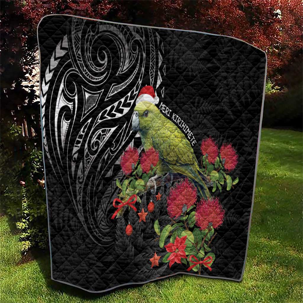 Meri Kirihimete Kakapo Quilt Black Silver Fern Christmas Vibe LT9 - Polynesian Pride