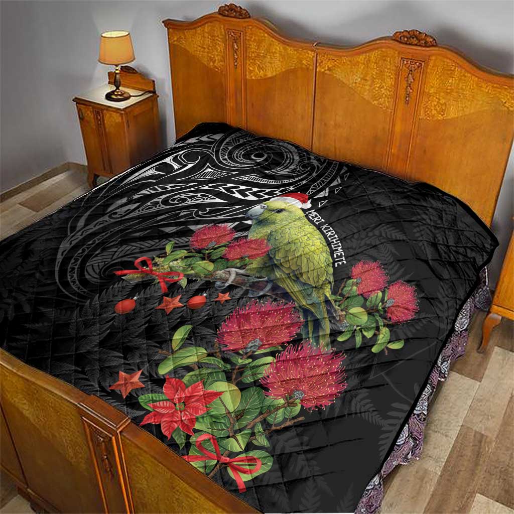 Meri Kirihimete Kakapo Quilt Black Silver Fern Christmas Vibe LT9 - Polynesian Pride