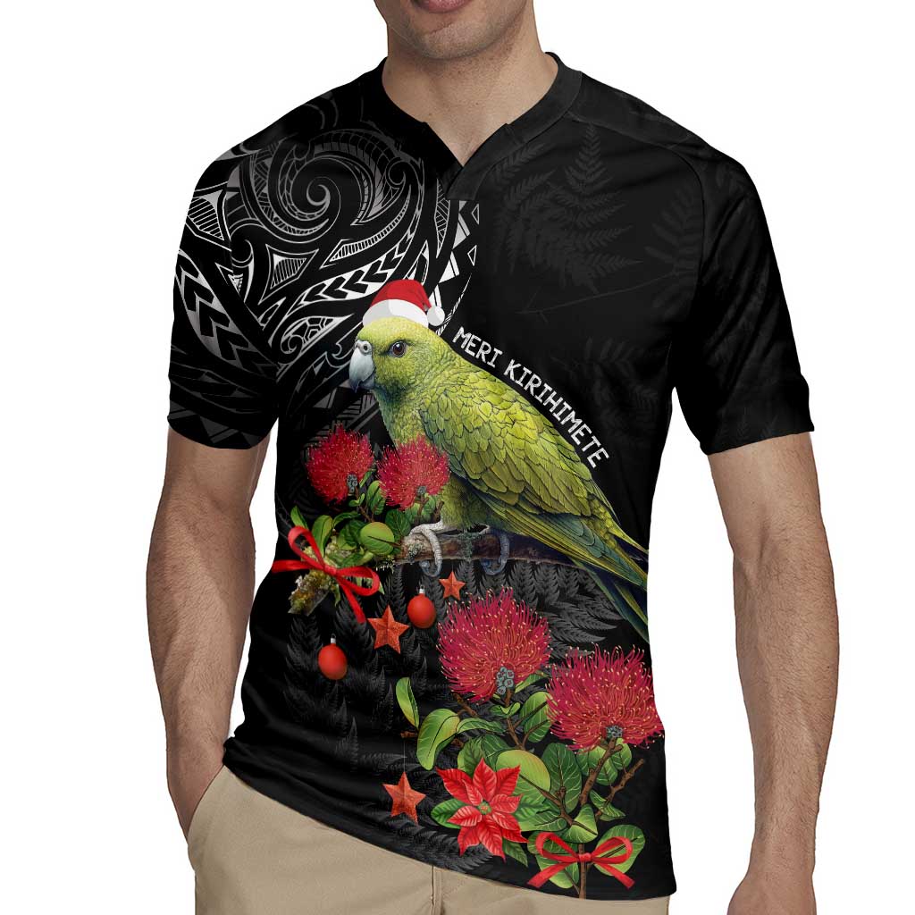 Meri Kirihimete Kakapo Rugby Jersey Black Silver Fern Christmas Vibe LT9 - Polynesian Pride