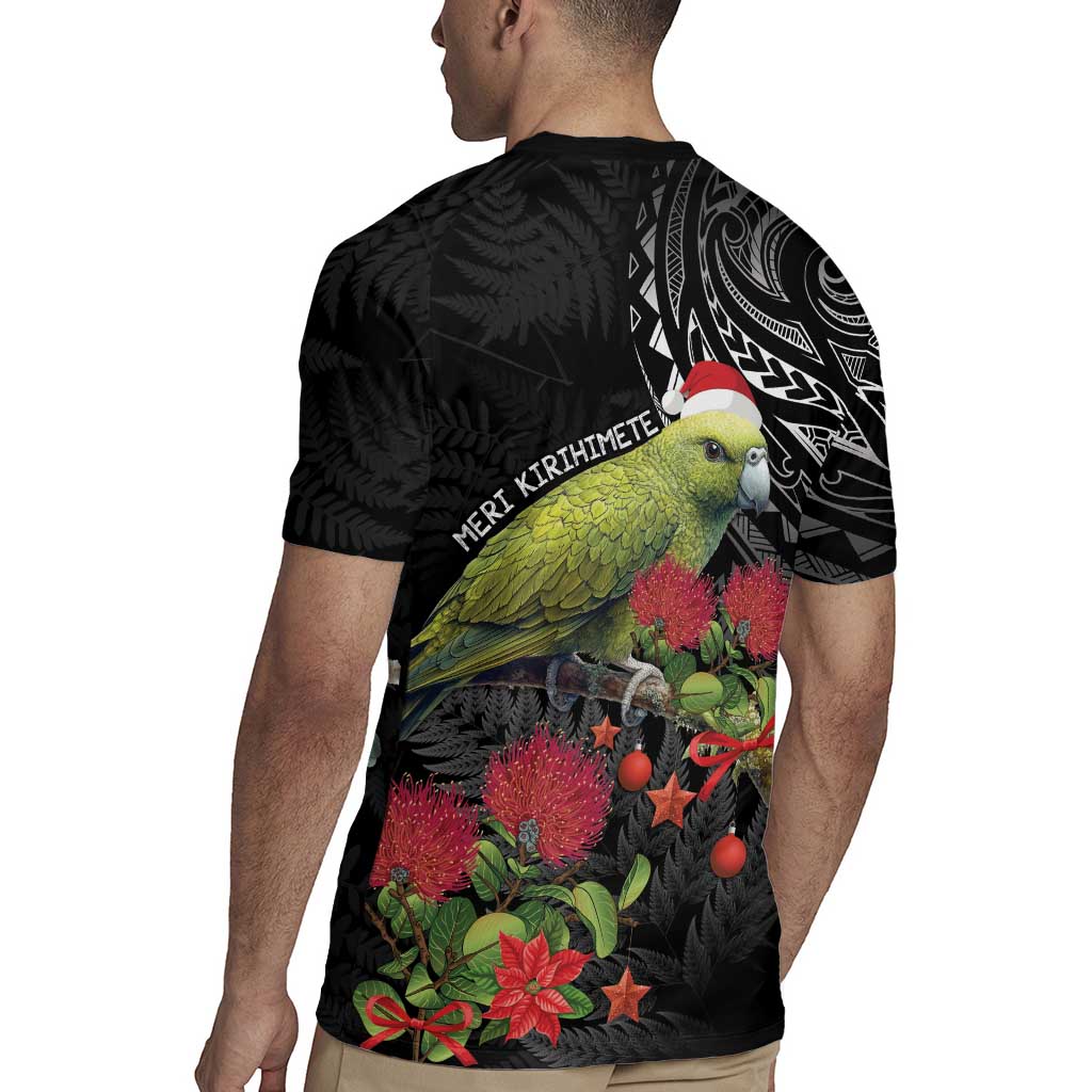 Meri Kirihimete Kakapo Rugby Jersey Black Silver Fern Christmas Vibe LT9 - Polynesian Pride