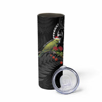 Meri Kirihimete Kakapo Skinny Tumbler Black Silver Fern Christmas Vibe LT9 - Polynesian Pride