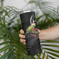 Meri Kirihimete Kakapo Skinny Tumbler Black Silver Fern Christmas Vibe LT9 - Polynesian Pride