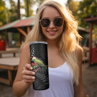Meri Kirihimete Kakapo Skinny Tumbler Black Silver Fern Christmas Vibe LT9 - Polynesian Pride