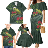 Meri Kirihimete Kakapo Family Matching Mermaid Dress and Hawaiian Shirt Green Silver Fern Christmas Vibe LT9 - Polynesian Pride