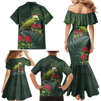 Meri Kirihimete Kakapo Family Matching Mermaid Dress and Hawaiian Shirt Green Silver Fern Christmas Vibe LT9 - Polynesian Pride