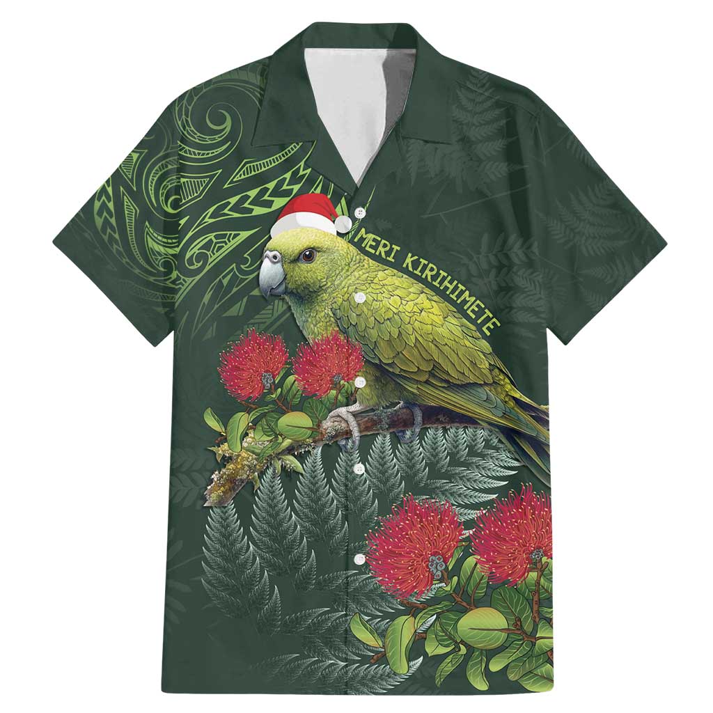 Meri Kirihimete Kakapo Family Matching Mermaid Dress and Hawaiian Shirt Green Silver Fern Christmas Vibe LT9 Dad's Shirt - Short Sleeve Green - Polynesian Pride
