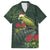 Meri Kirihimete Kakapo Family Matching Off The Shoulder Long Sleeve Dress and Hawaiian Shirt Green Silver Fern Christmas Vibe