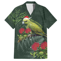 Meri Kirihimete Kakapo Family Matching Off Shoulder Maxi Dress and Hawaiian Shirt Green Silver Fern Christmas Vibe LT9 Dad's Shirt - Short Sleeve Green - Polynesian Pride