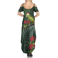 Meri Kirihimete Kakapo Family Matching Summer Maxi Dress and Hawaiian Shirt Green Silver Fern Christmas Vibe LT9 - Polynesian Pride