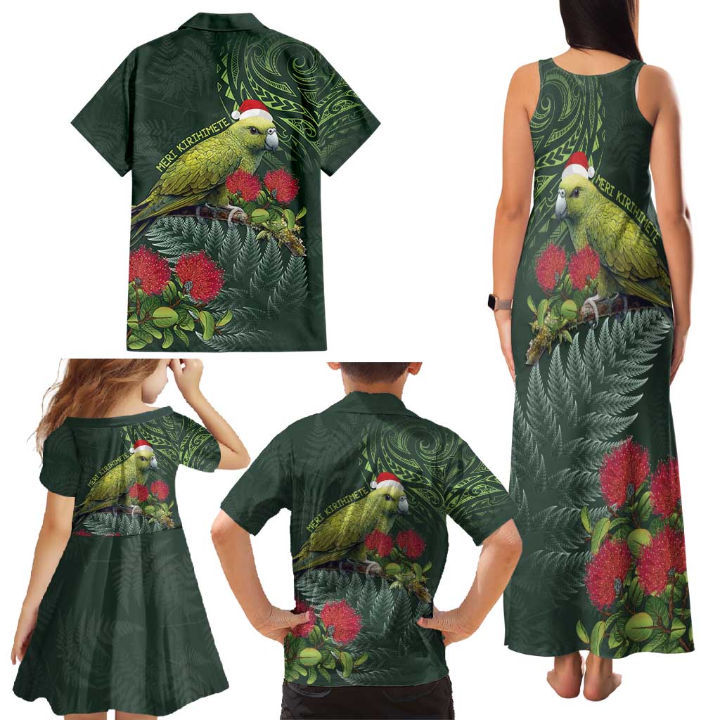 Meri Kirihimete Kakapo Family Matching Tank Maxi Dress and Hawaiian Shirt Green Silver Fern Christmas Vibe LT9 - Polynesian Pride