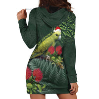 Meri Kirihimete Kakapo Hoodie Dress Green Silver Fern Christmas Vibe LT9 - Polynesian Pride