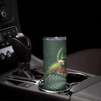 Meri Kirihimete Kakapo Skinny Tumbler Green Silver Fern Christmas Vibe LT9 - Polynesian Pride