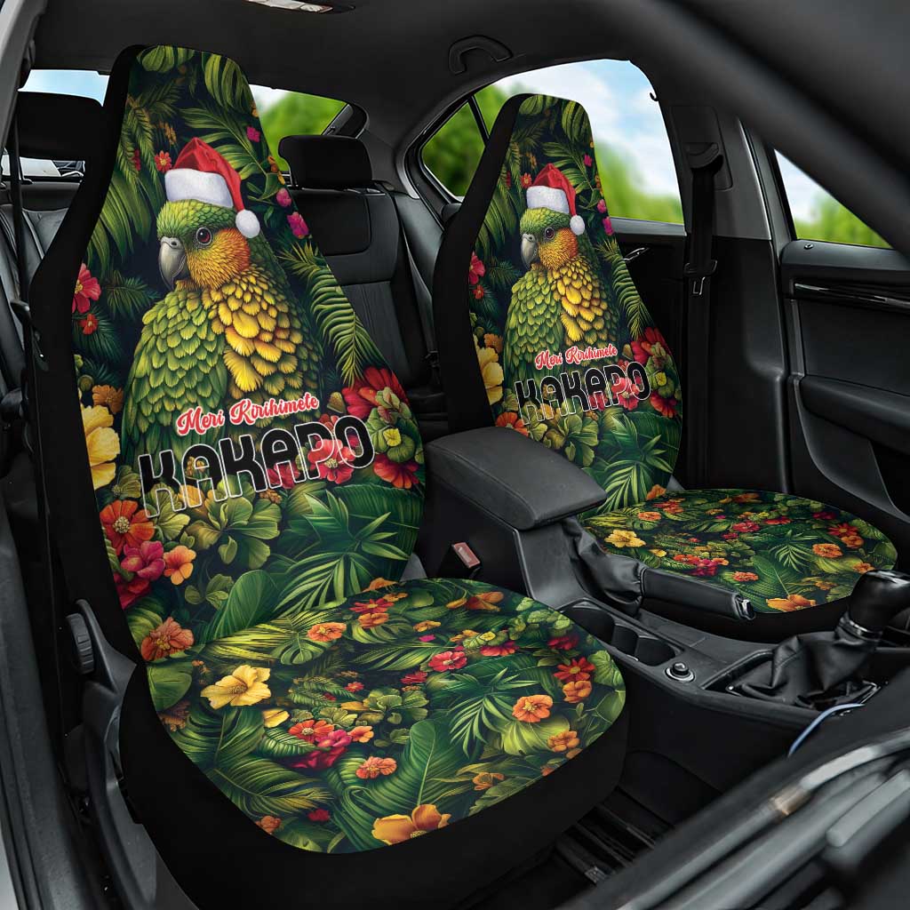 Meri Kirihimete Kakapo Car Seat Cover New Zealand Christmas with Tropical Vibe LT9 One Size Green - Polynesian Pride
