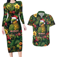 Meri Kirihimete Kakapo Couples Matching Long Sleeve Bodycon Dress and Hawaiian Shirt New Zealand Christmas with Tropical Vibe LT9 Green - Polynesian Pride