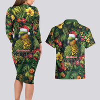 Meri Kirihimete Kakapo Couples Matching Long Sleeve Bodycon Dress and Hawaiian Shirt New Zealand Christmas with Tropical Vibe LT9 - Polynesian Pride