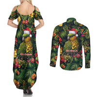 Meri Kirihimete Kakapo Couples Matching Summer Maxi Dress and Long Sleeve Button Shirt New Zealand Christmas with Tropical Vibe LT9 - Polynesian Pride