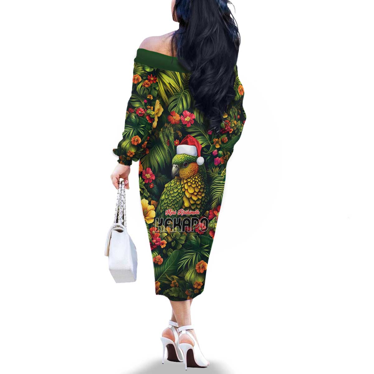Meri Kirihimete Kakapo Family Matching Off The Shoulder Long Sleeve Dress and Hawaiian Shirt New Zealand Christmas with Tropical Vibe LT9 - Polynesian Pride