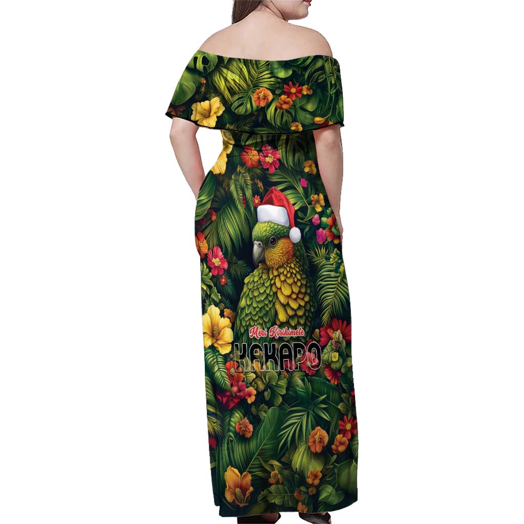 Meri Kirihimete Kakapo Family Matching Off Shoulder Maxi Dress and Hawaiian Shirt New Zealand Christmas with Tropical Vibe LT9 - Polynesian Pride