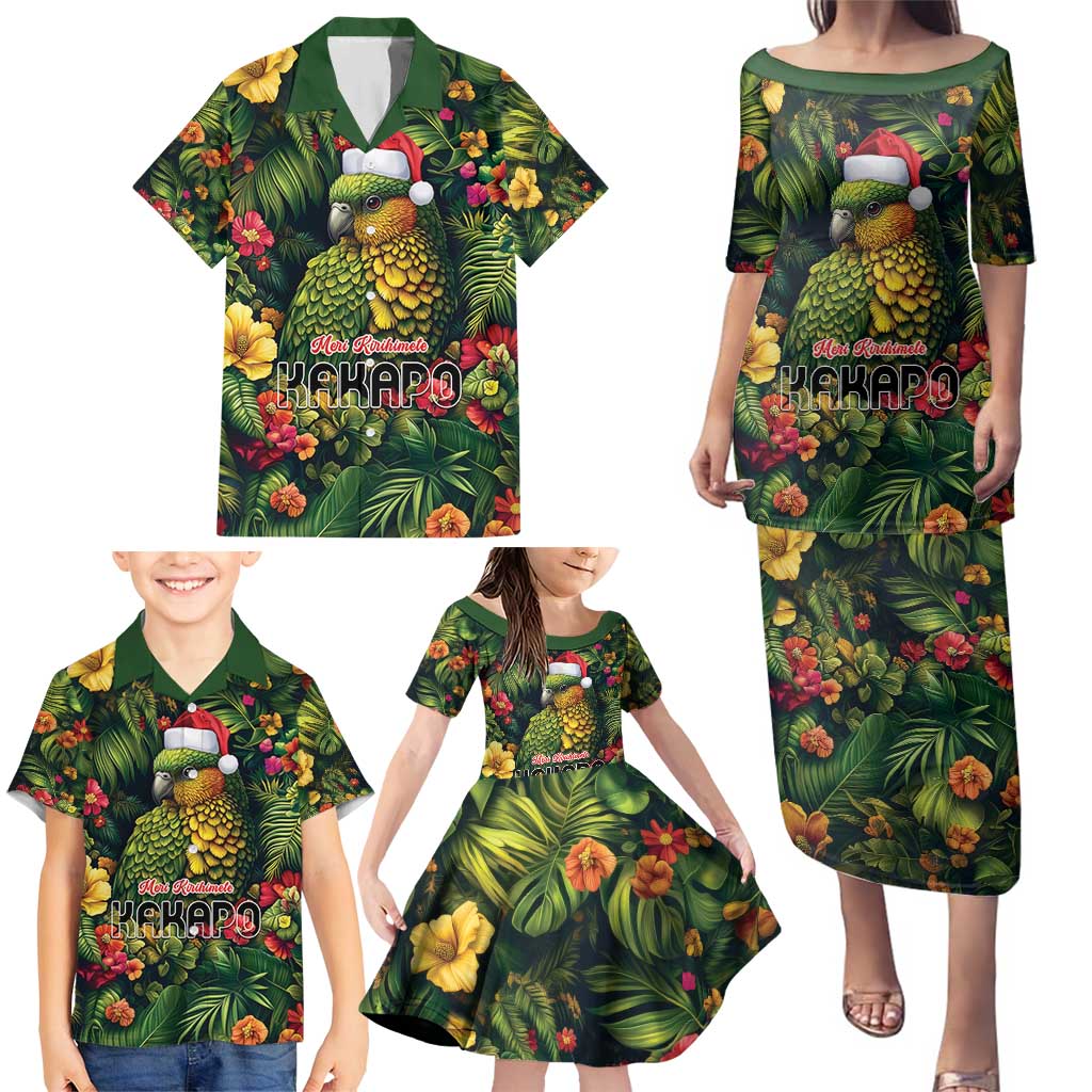 Meri Kirihimete Kakapo Family Matching Puletasi and Hawaiian Shirt New Zealand Christmas with Tropical Vibe LT9 - Polynesian Pride
