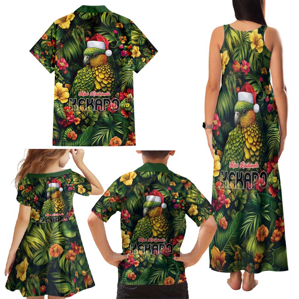 Meri Kirihimete Kakapo Family Matching Tank Maxi Dress and Hawaiian Shirt New Zealand Christmas with Tropical Vibe LT9 - Polynesian Pride