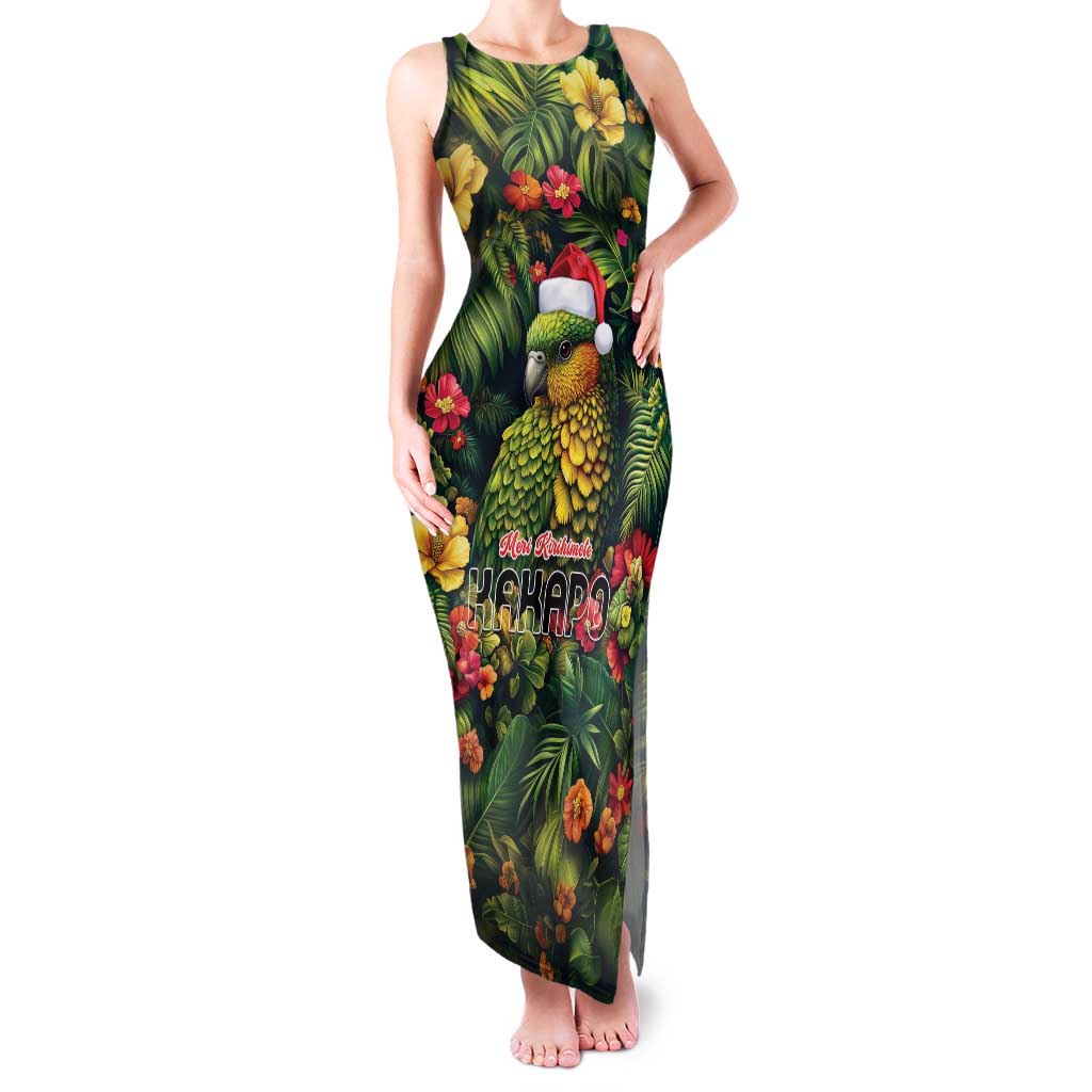 Meri Kirihimete Kakapo Family Matching Tank Maxi Dress and Hawaiian Shirt New Zealand Christmas with Tropical Vibe LT9 Mom's Dress Green - Polynesian Pride