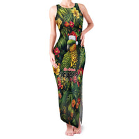 Meri Kirihimete Kakapo Family Matching Tank Maxi Dress and Hawaiian Shirt New Zealand Christmas with Tropical Vibe LT9 Mom's Dress Green - Polynesian Pride
