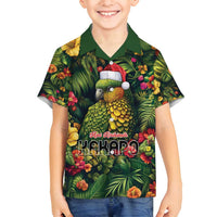 Meri Kirihimete Kakapo Family Matching Tank Maxi Dress and Hawaiian Shirt New Zealand Christmas with Tropical Vibe LT9 Son's Shirt Green - Polynesian Pride