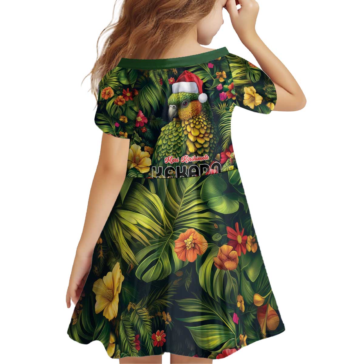 Meri Kirihimete Kakapo Kid Short Sleeve Dress New Zealand Christmas with Tropical Vibe LT9 - Polynesian Pride
