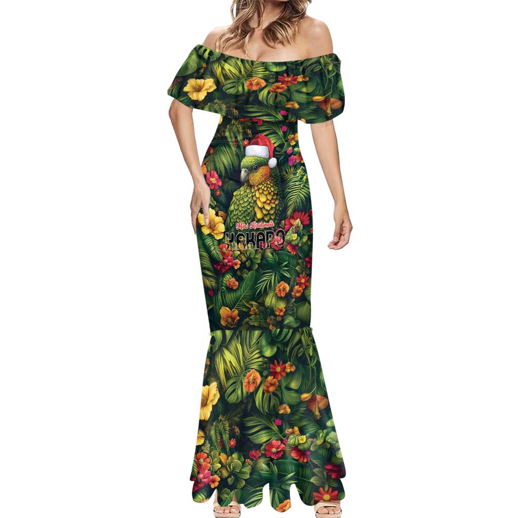 Meri Kirihimete Kakapo Mermaid Dress New Zealand Christmas with Tropical Vibe LT9 - Polynesian Pride