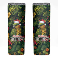 Meri Kirihimete Kakapo Skinny Tumbler New Zealand Christmas with Tropical Vibe LT9 Green - Polynesian Pride