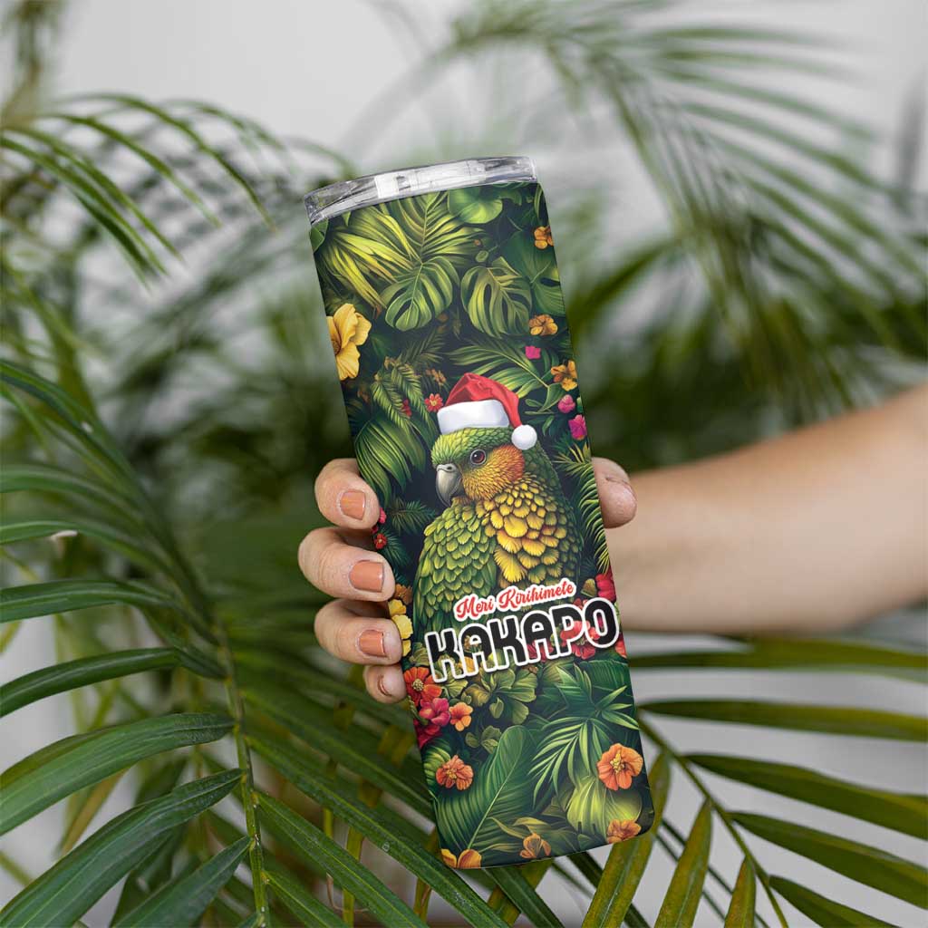 Meri Kirihimete Kakapo Skinny Tumbler New Zealand Christmas with Tropical Vibe LT9 - Polynesian Pride