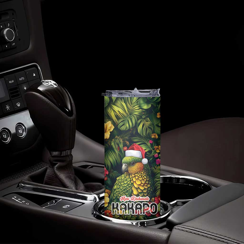 Meri Kirihimete Kakapo Skinny Tumbler New Zealand Christmas with Tropical Vibe LT9 - Polynesian Pride