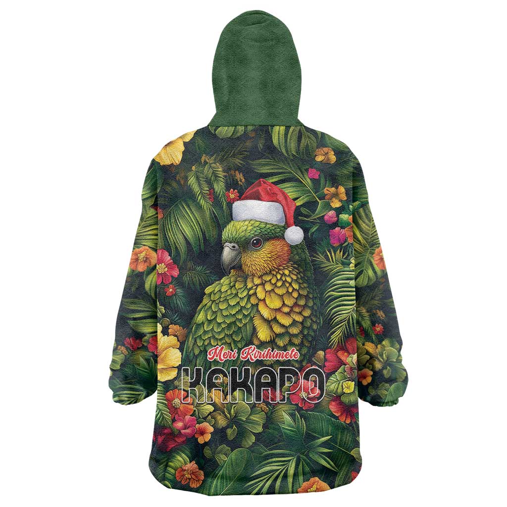 Meri Kirihimete Kakapo Wearable Blanket Hoodie New Zealand Christmas with Tropical Vibe LT9 - Polynesian Pride