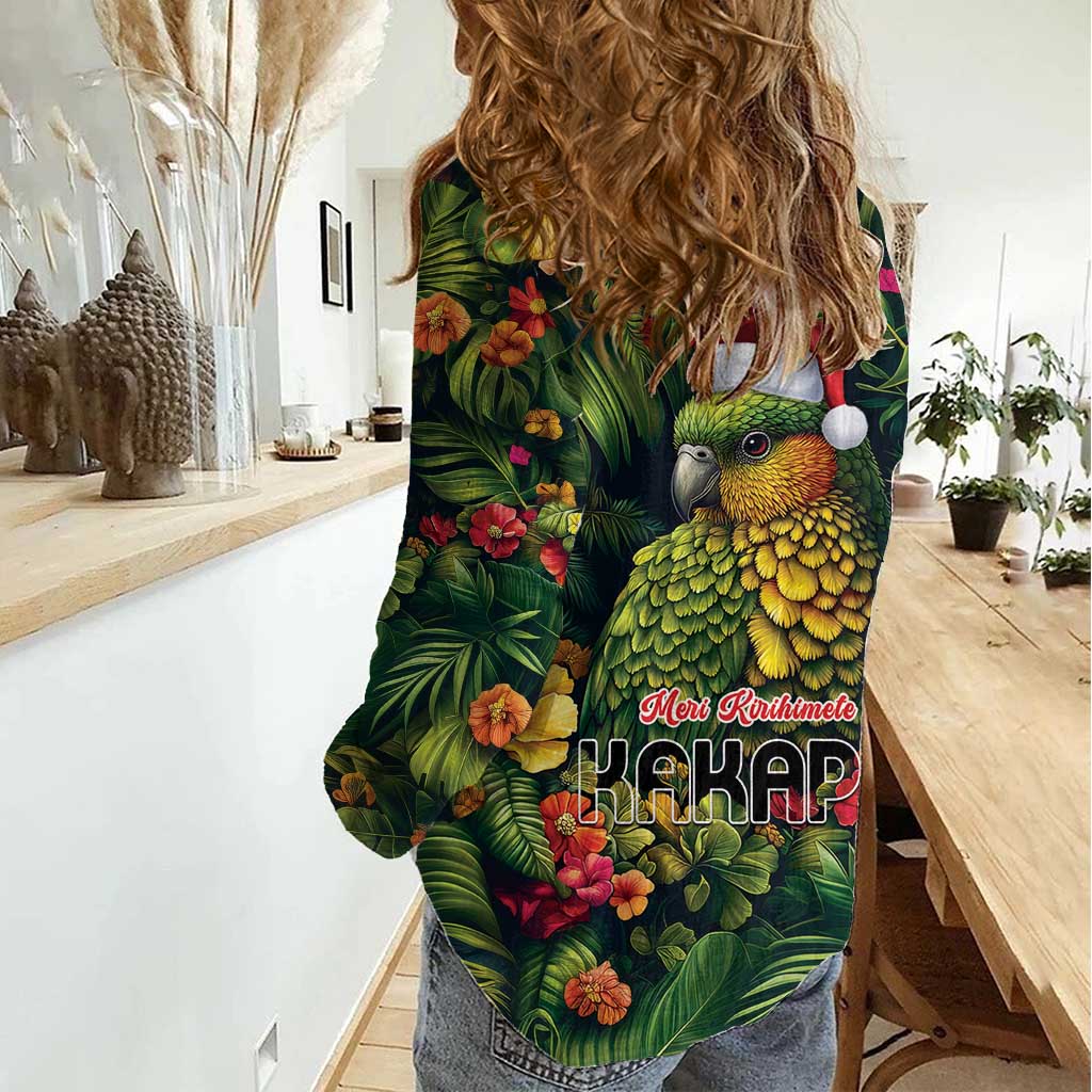 Meri Kirihimete Kakapo Women Casual Shirt New Zealand Christmas with Tropical Vibe LT9 - Polynesian Pride