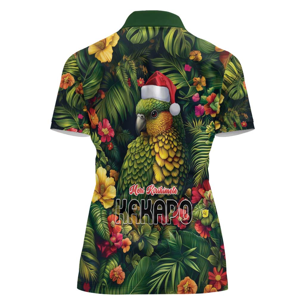 Meri Kirihimete Kakapo Women Polo Shirt New Zealand Christmas with Tropical Vibe LT9 - Polynesian Pride