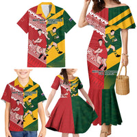 Australia-Tonga Rugby Pacific Custom Family Matching Mermaid Dress and Hawaiian Shirt The Kangaroos and Mate Ma'a Tonga LT9 - Polynesian Pride