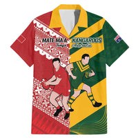 Australia-Tonga Rugby Pacific Custom Family Matching Mermaid Dress and Hawaiian Shirt The Kangaroos and Mate Ma'a Tonga LT9 Dad's Shirt - Short Sleeve Red-Green - Polynesian Pride