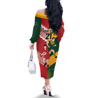 Australia-Tonga Rugby Pacific Custom Family Matching Off The Shoulder Long Sleeve Dress and Hawaiian Shirt The Kangaroos and Mate Ma'a Tonga LT9 - Polynesian Pride