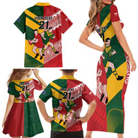 Australia-Tonga Rugby Pacific Custom Family Matching Short Sleeve Bodycon Dress and Hawaiian Shirt The Kangaroos and Mate Ma'a Tonga LT9 - Polynesian Pride