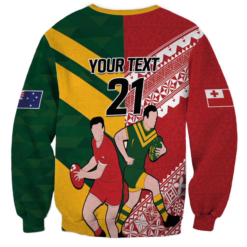 Australia-Tonga Rugby Pacific Custom Sweatshirt The Kangaroos and Mate Ma'a Tonga