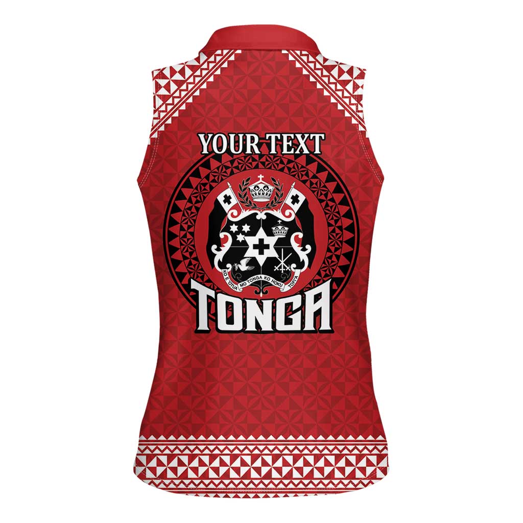 Tonga Rugby XIII Custom Women Sleeveless Polo Shirt Mate Ma'a Tonga with Ngatu Pattern LT9 - Polynesian Pride