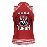 Tonga Rugby XIII Custom Women Sleeveless Polo Shirt Mate Ma'a Tonga with Ngatu Pattern LT9 - Polynesian Pride