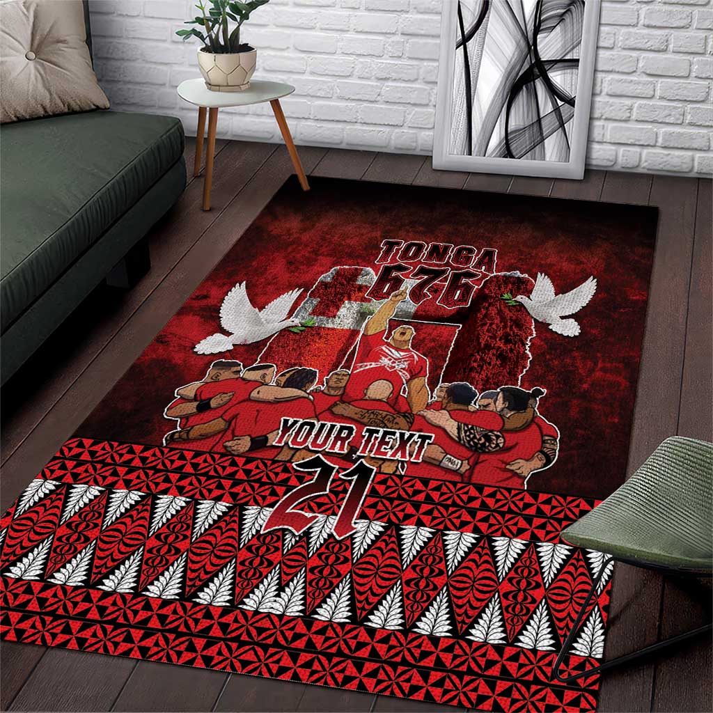 Custom Tonga 676 Haamonga a Maui Area Rug Tongan Sipi Tau Unique Dance LT9 Red - Polynesian Pride