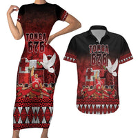 Custom Tonga 676 Haamonga a Maui Couples Matching Short Sleeve Bodycon Dress and Hawaiian Shirt Tongan Sipi Tau Unique Dance LT9 Red - Polynesian Pride