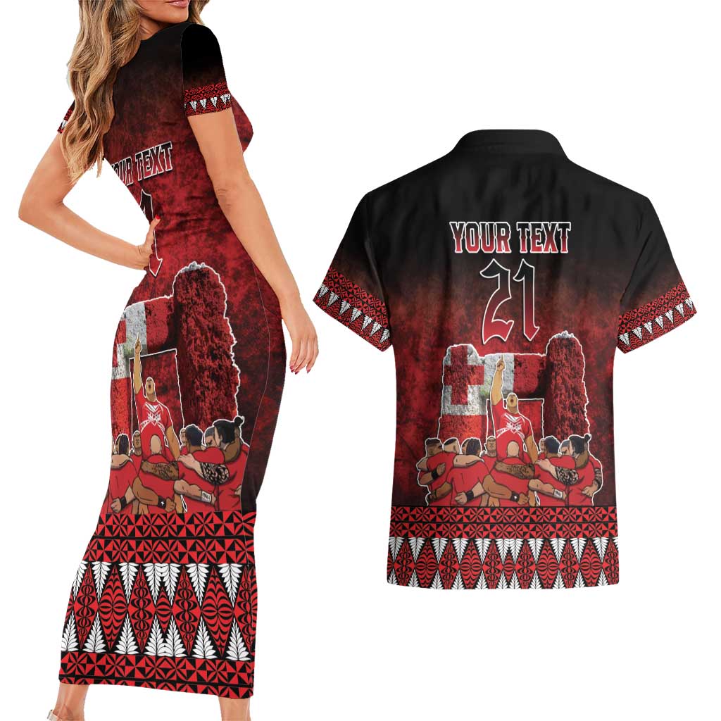 Custom Tonga 676 Haamonga a Maui Couples Matching Short Sleeve Bodycon Dress and Hawaiian Shirt Tongan Sipi Tau Unique Dance LT9 - Polynesian Pride