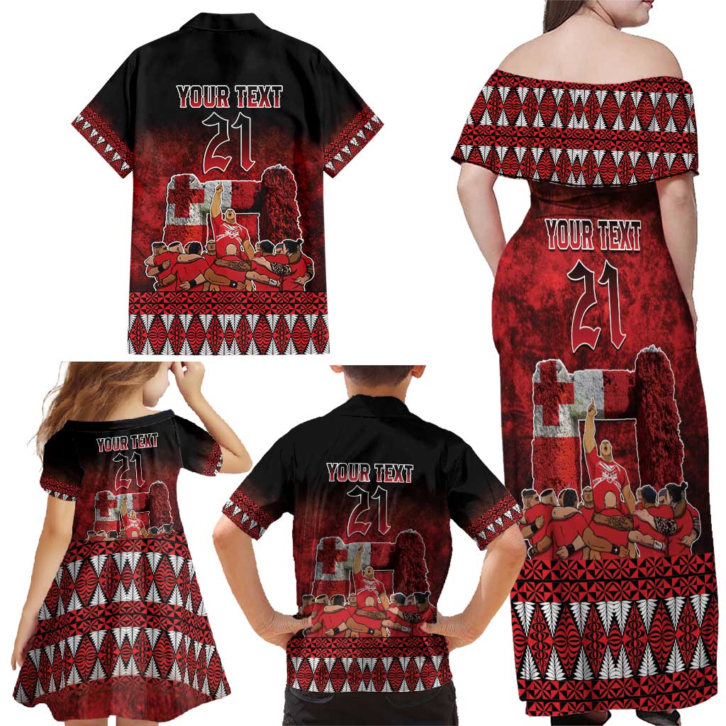 Custom Tonga 676 Haamonga a Maui Family Matching Off Shoulder Maxi Dress and Hawaiian Shirt Tongan Sipi Tau Unique Dance LT9 - Polynesian Pride