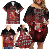 Custom Tonga 676 Haamonga a Maui Family Matching Off Shoulder Short Dress and Hawaiian Shirt Tongan Sipi Tau Unique Dance LT9 - Polynesian Pride
